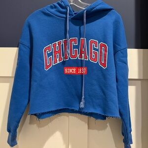 cropped Blue Chicago Hoodie Size S like new - never worn